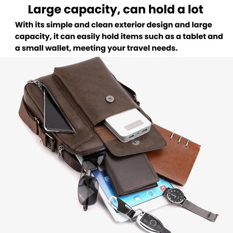 Men Vintage Business Shoulder Bag, Large Capacity Casual Crossbody Bag