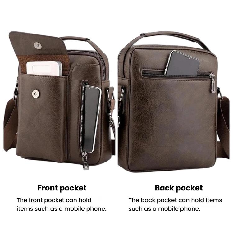 Men Vintage Business Shoulder Bag, Large Capacity Casual Crossbody Bag
