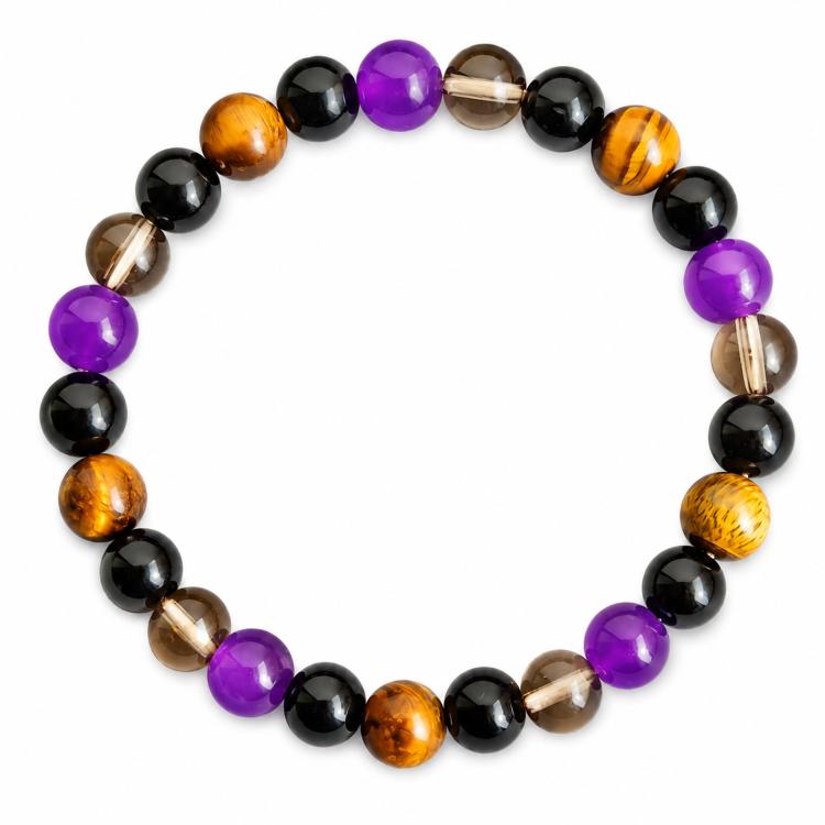 Natural Crystal Beaded Bracelet for Men Women 8mm Amethyst Energy Bracelet for Confidence Meditation Yoga Gift