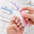 4pcs /Pack Horn Handle Nail Brush, Glitter Plastic Fingernail Scrub Brush for Dust Cleaning, Mini Manicure Hand Scrubbing Brush, 4pcs Mixed Color