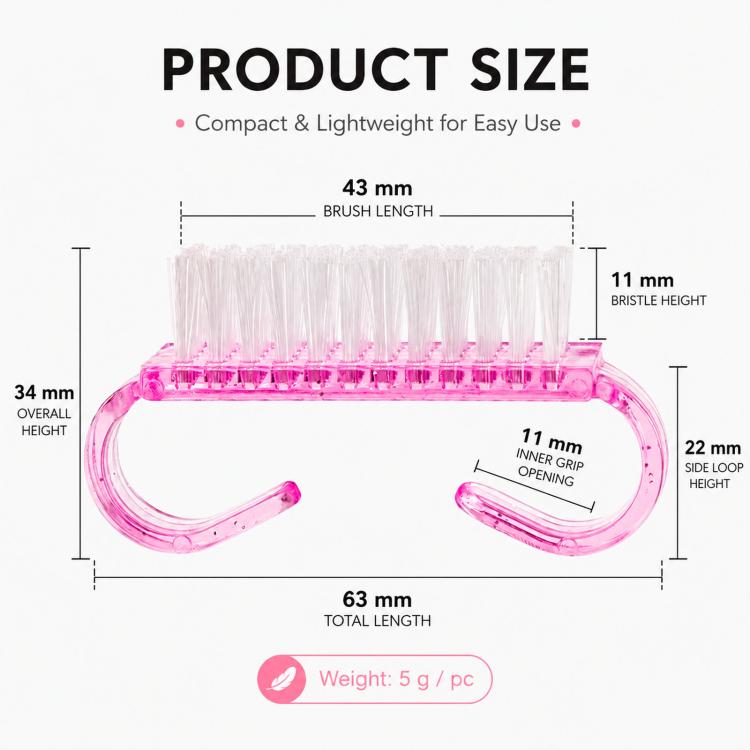 4pcs /Pack Horn Handle Nail Brush, Glitter Plastic Fingernail Scrub Brush for Dust Cleaning, Mini Manicure Hand Scrubbing Brush, 4pcs Mixed Color