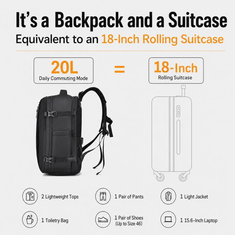 WEIXIER B695 Business Backpack Multi-Purpose Travel Bag Expandable Business Laptop Bag