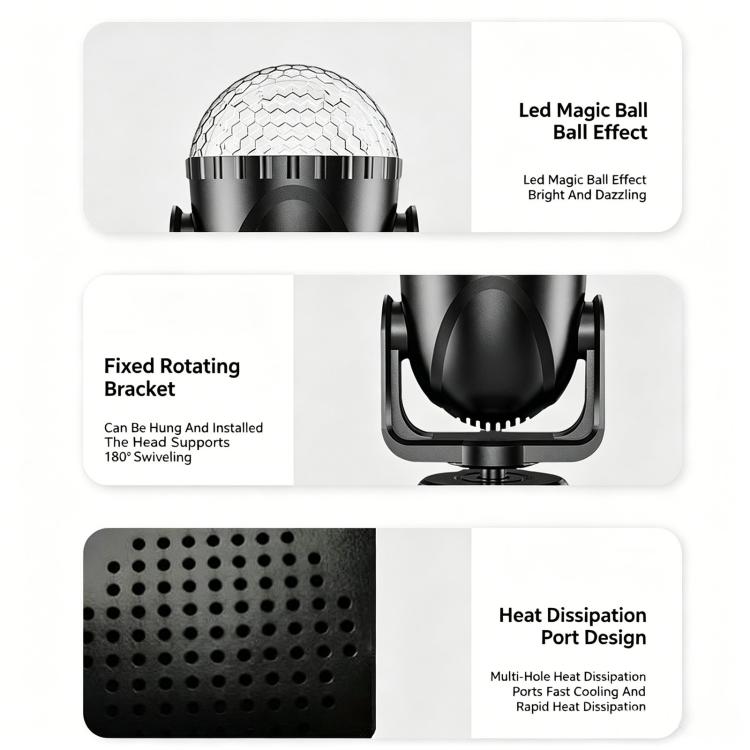 Mini LED Moving Head Magic Ball Light Atmosphere Lamp For Home Party, Bar & Stage, No Bluetooth With Remote Control, No Bluetooth No Remote Control, With Bluetooth With Remote Control, With Bluetooth No Remote Control