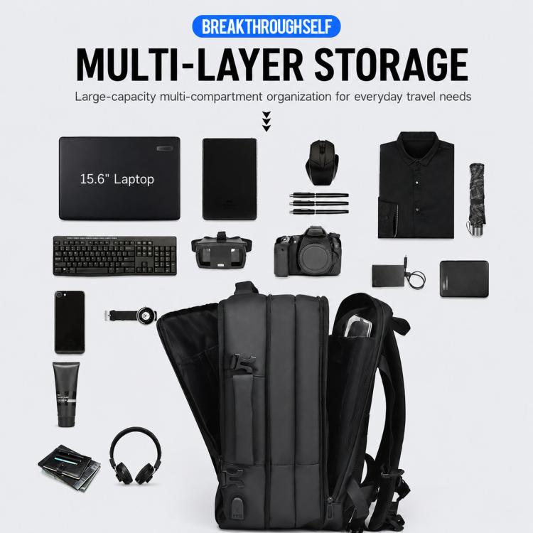WEIXIER B683 Large Capacity Expandable Backpack Men Business Laptop Pack