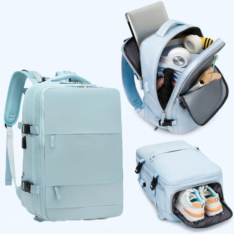 Women Men Travel Backpack Carry-On with Laptop Compartment & USB Port, Shoe Storage, Wet/Dry Separation, Waterproof Large Capacity Daypack