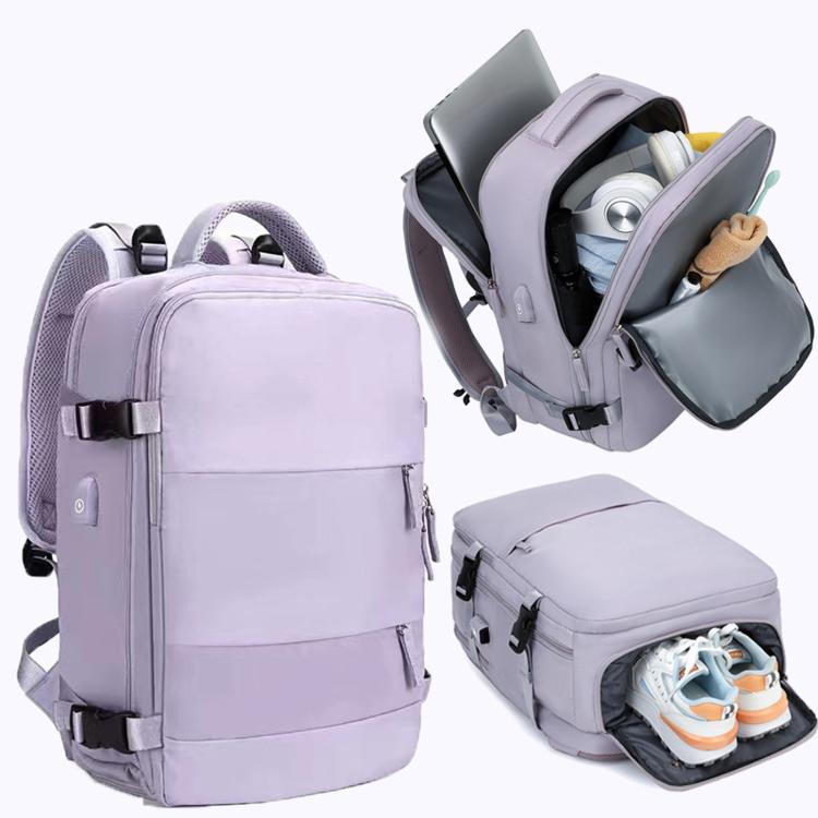 Women Men Travel Backpack Carry-On with Laptop Compartment & USB Port, Shoe Storage, Wet/Dry Separation, Waterproof Large Capacity Daypack
