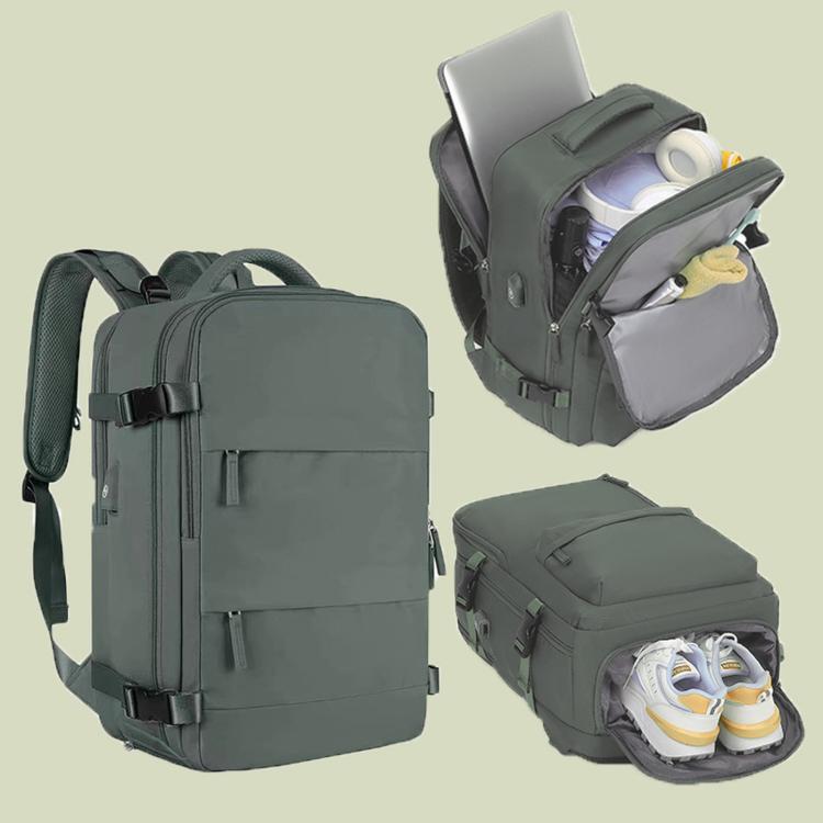 Women Men Travel Backpack Carry-On with Laptop Compartment & USB Port, Shoe Storage, Wet/Dry Separation, Waterproof Large Capacity Daypack