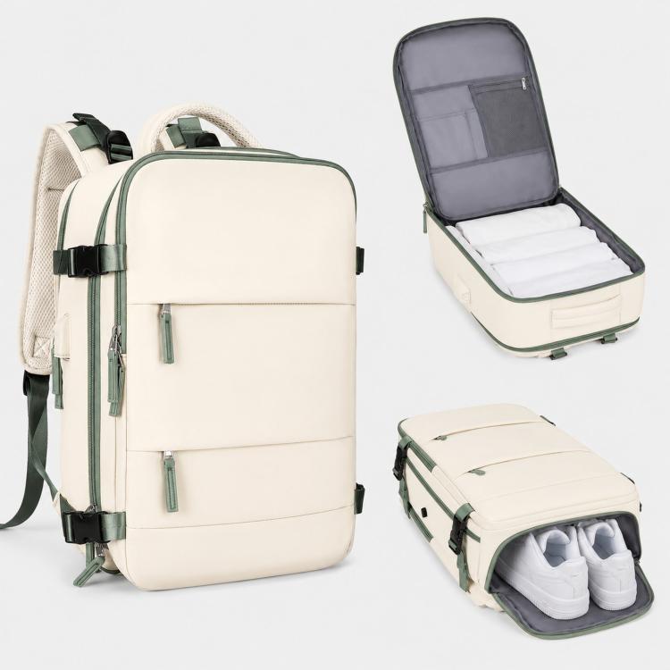 Women Men Travel Backpack Carry-On with Laptop Compartment & USB Port, Shoe Storage, Wet/Dry Separation, Waterproof Large Capacity Daypack