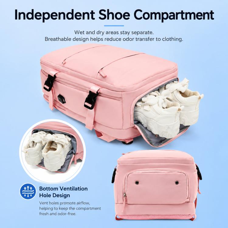 Women Men Travel Backpack Carry-On with Laptop Compartment & USB Port, Shoe Storage, Wet/Dry Separation, Waterproof Large Capacity Daypack