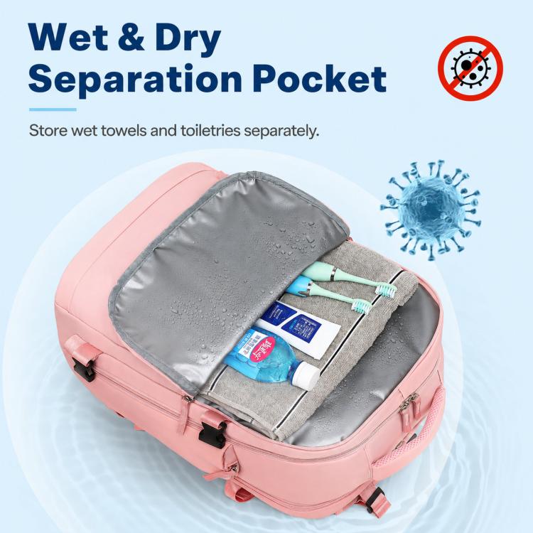 Women Men Travel Backpack Carry-On with Laptop Compartment & USB Port, Shoe Storage, Wet/Dry Separation, Waterproof Large Capacity Daypack