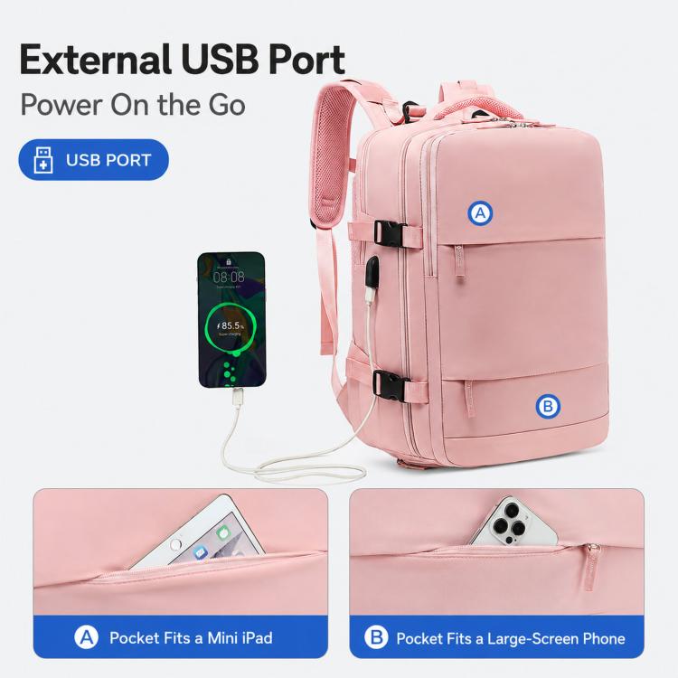 Women Men Travel Backpack Carry-On with Laptop Compartment & USB Port, Shoe Storage, Wet/Dry Separation, Waterproof Large Capacity Daypack