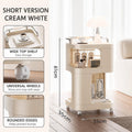 Mobile Side Table with Wheels 3-Tier Rolling Utility Cart Lockable Bedside Nightstand, Short Type Cream, Short Type Yellow, Tall Type Cream, Tall Type Yellow