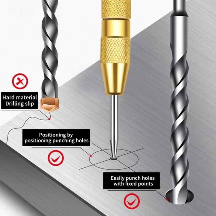 Center Punch Locator Automatic Spring-Loaded Drill Bit High-Hardness Punch for Precise Holes