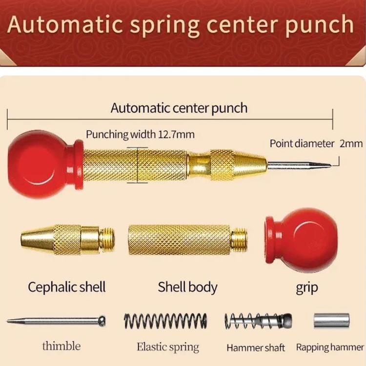 Center Punch Locator Automatic Spring-Loaded Drill Bit High-Hardness Punch for Precise Holes