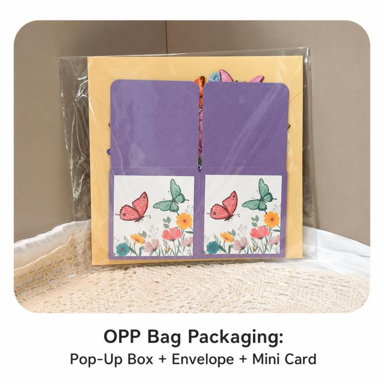3D Pop-Up Box Butterfly Greeting Card Purple Butterfly Blessing Card