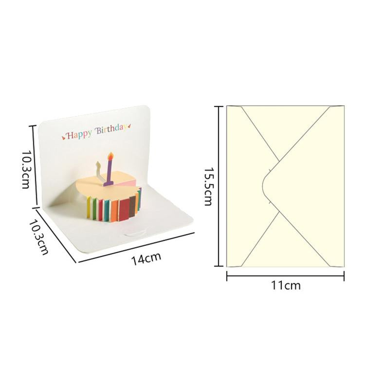 3D Pop-Up Birthday Card Minimalist Foldable Colorful Cake Greeting Card, Cake