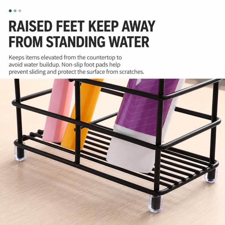 Toothbrush Razor Storage Rack Wrought Iron Oral Care Skincare Accessories Square Holder