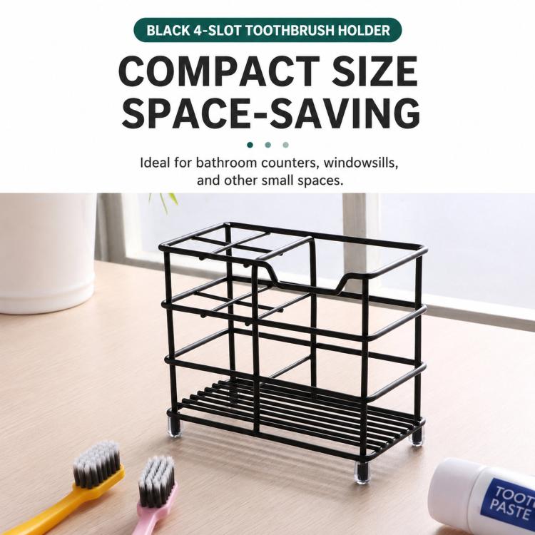 Toothbrush Razor Storage Rack Wrought Iron Oral Care Skincare Accessories Square Holder