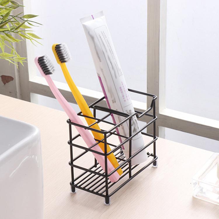 Toothbrush Razor Storage Rack Wrought Iron Oral Care Skincare Accessories Square Holder
