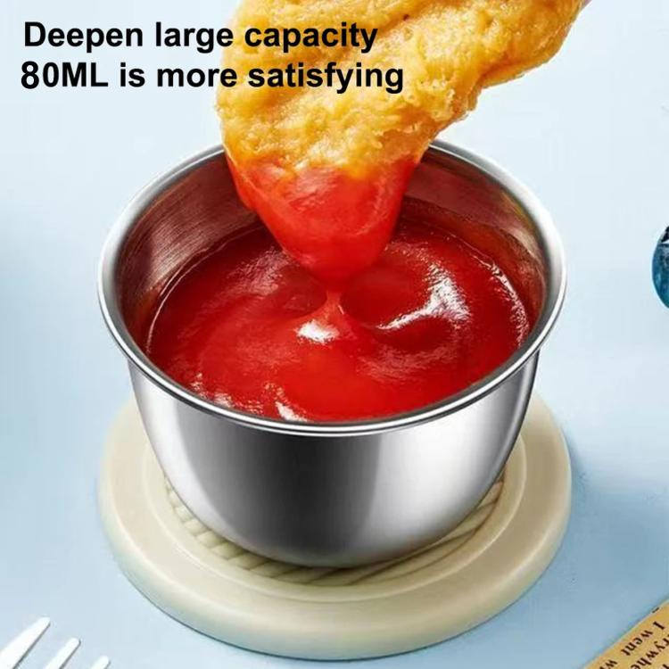 LsCook 4pcs Mini 304 Stainless Steel Portable Dip Seasoning Container 80ml With Lid Bear Dish