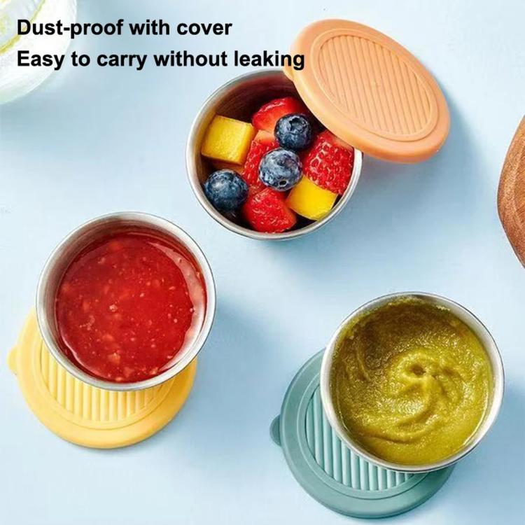 LsCook 4pcs Mini 304 Stainless Steel Portable Dip Seasoning Container 80ml With Lid Bear Dish