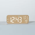Modern LED Digital Desk Clock with Temperature Date, Silent Alarm Clock with Dual Alarm, 5801 Yellow Wood Grain, 5801 Grey Fabric, 5802 Yellow Wood Grain, 5802 Grey Fabric