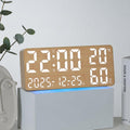 Large Display Digital Wall Clock With Temp Humidity Dual Alarm Desk Clock, GH8070 Woodgrain Fixed White Light, GH8070 Fabric Fixed White Light, GH8071 Woodgrain Color Changing, GH8071 Fabric Color Changing