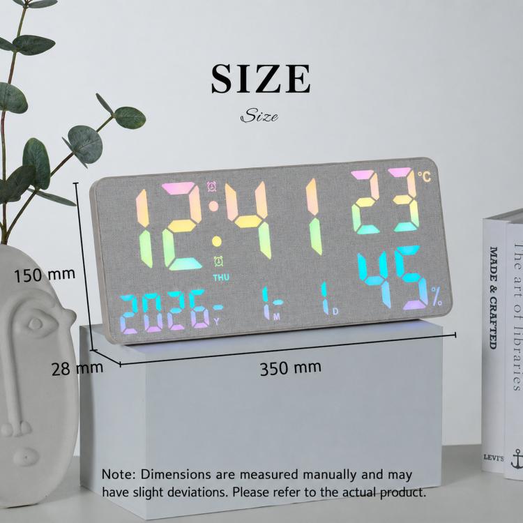 Large Display Digital Wall Clock With Temp Humidity Dual Alarm Desk Clock, GH8070 Woodgrain Fixed White Light, GH8070 Fabric Fixed White Light, GH8071 Woodgrain Color Changing, GH8071 Fabric Color Changing