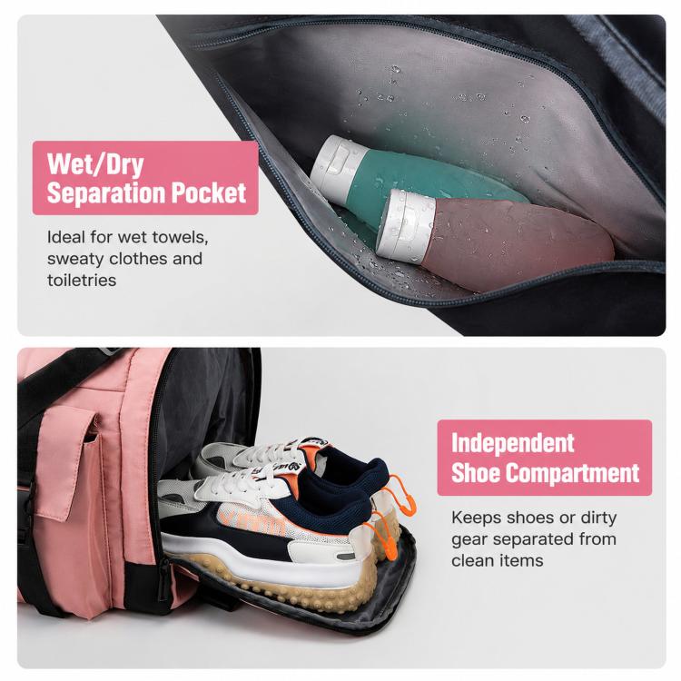 3-Way Convertible Sports Gym Bag With Shoe Compartment Water-Resistant Travel Duffle Backpack With Wet Pocket For Men Women