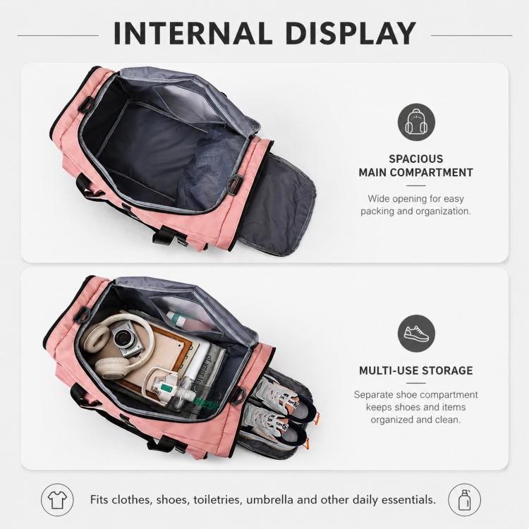 3-Way Convertible Sports Gym Bag With Shoe Compartment Water-Resistant Travel Duffle Backpack With Wet Pocket For Men Women