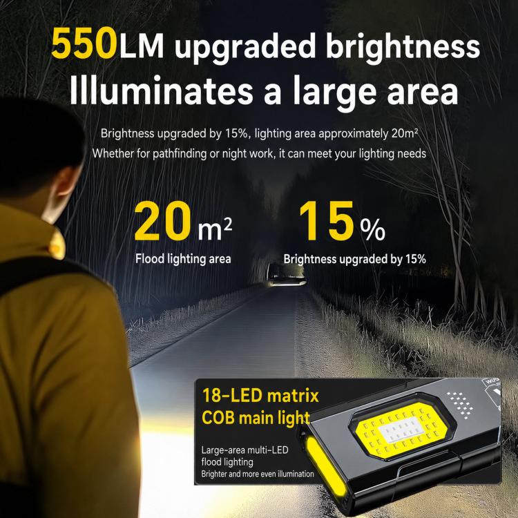 WS-D057 Ultra-Thin Multifunctional COB High Bright Flashlight Outdoor Portable Clip-On Magnetic LED Work Light, WS-D057