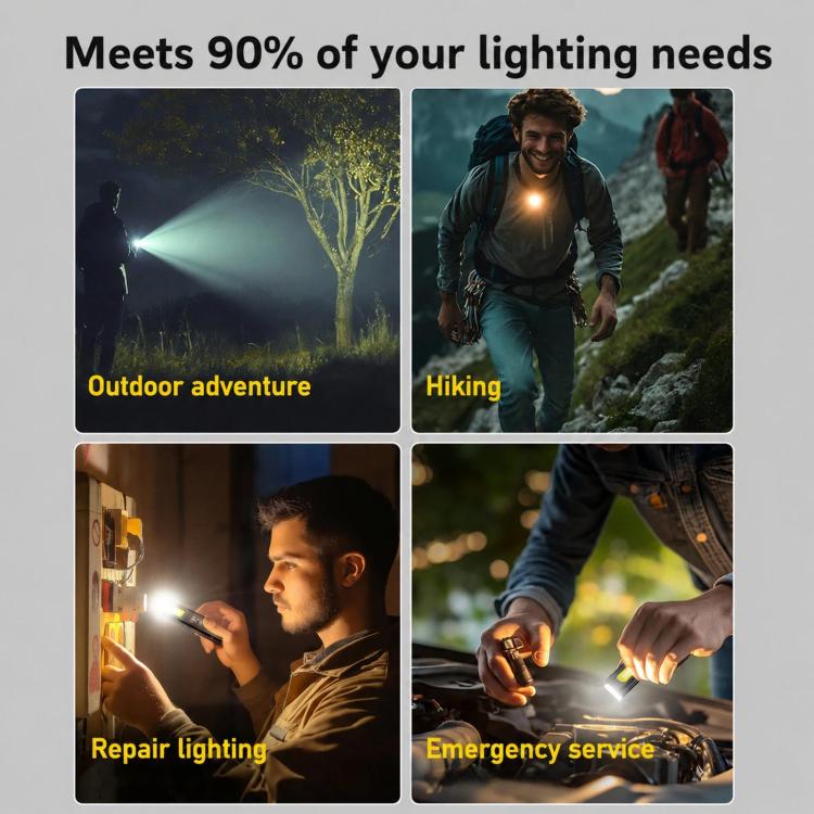 WS-D057 Ultra-Thin Multifunctional COB High Bright Flashlight Outdoor Portable Clip-On Magnetic LED Work Light, WS-D057