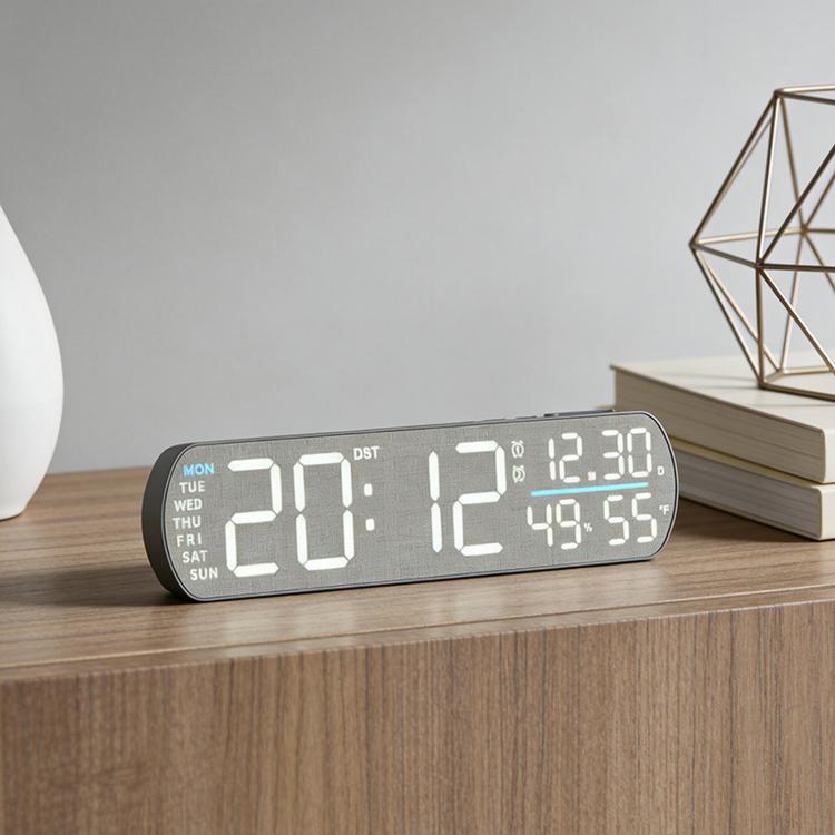 LED Digital Alarm Clock  With Temperature Display DST Dual Alarm, 6665A Wood Grain, 6665B Fabric Texture, 6686A Wood Grain, 6686B Fabric Texture