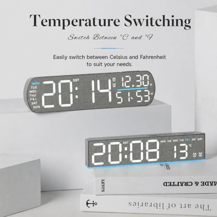 LED Digital Alarm Clock  With Temperature Display DST Dual Alarm, 6665A Wood Grain, 6665B Fabric Texture, 6686A Wood Grain, 6686B Fabric Texture