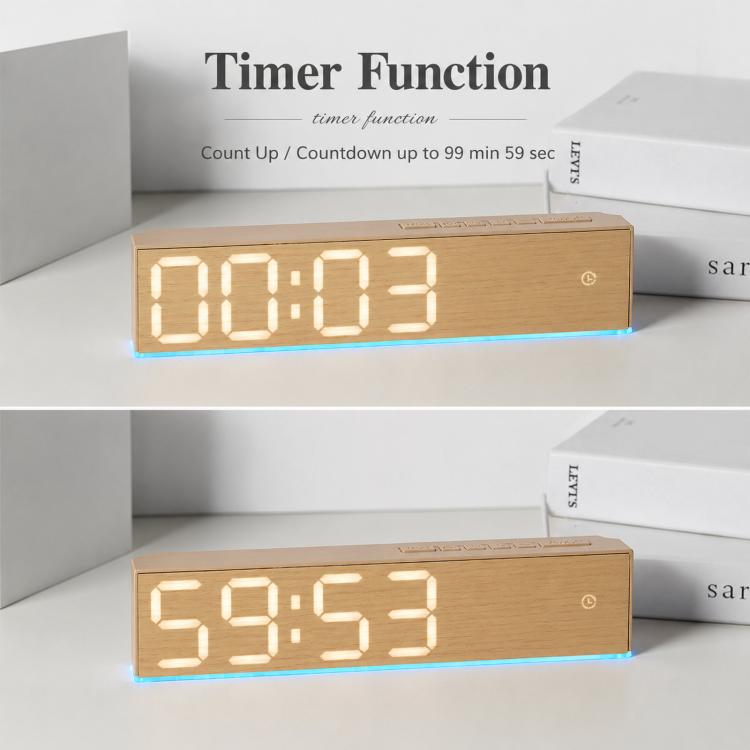 LED Digital Alarm Clock  With Temperature Display DST Dual Alarm, 6665A Wood Grain, 6665B Fabric Texture, 6686A Wood Grain, 6686B Fabric Texture