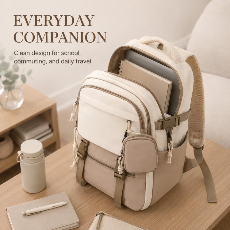 ANLISHI Aesthetic School Backpack Bookbag with Detachable Coin Pouch for Teens College Campus