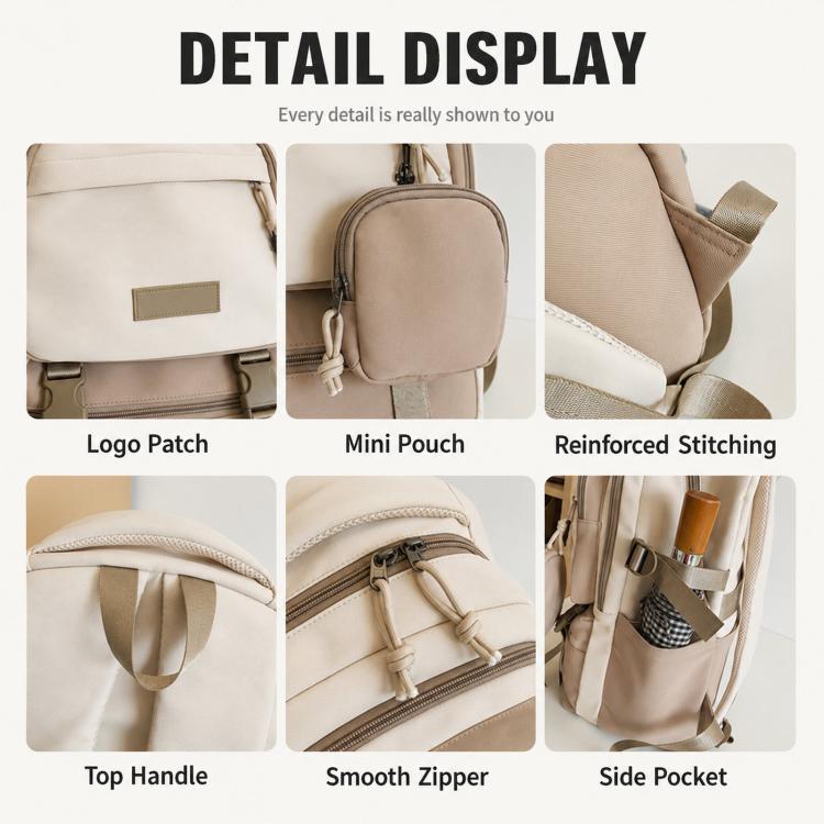 ANLISHI Aesthetic School Backpack Bookbag with Detachable Coin Pouch for Teens College Campus