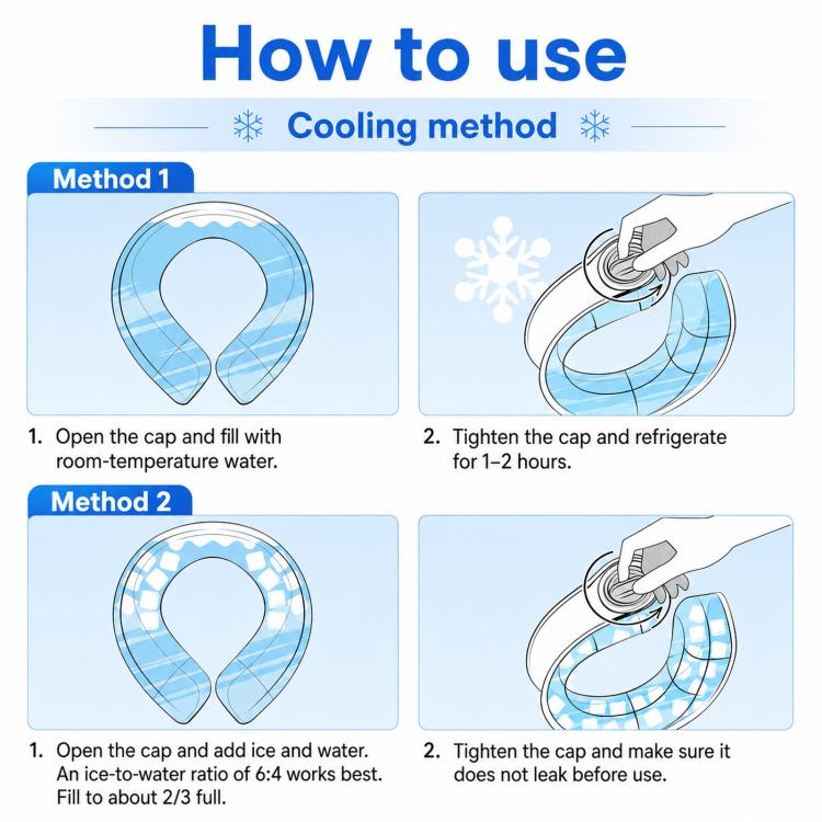 Wearable Neck Cooling Wrap Reusable Soft PVC Neck Ice Pack Refillable Hands-Free Cold Collar for Instant Relief