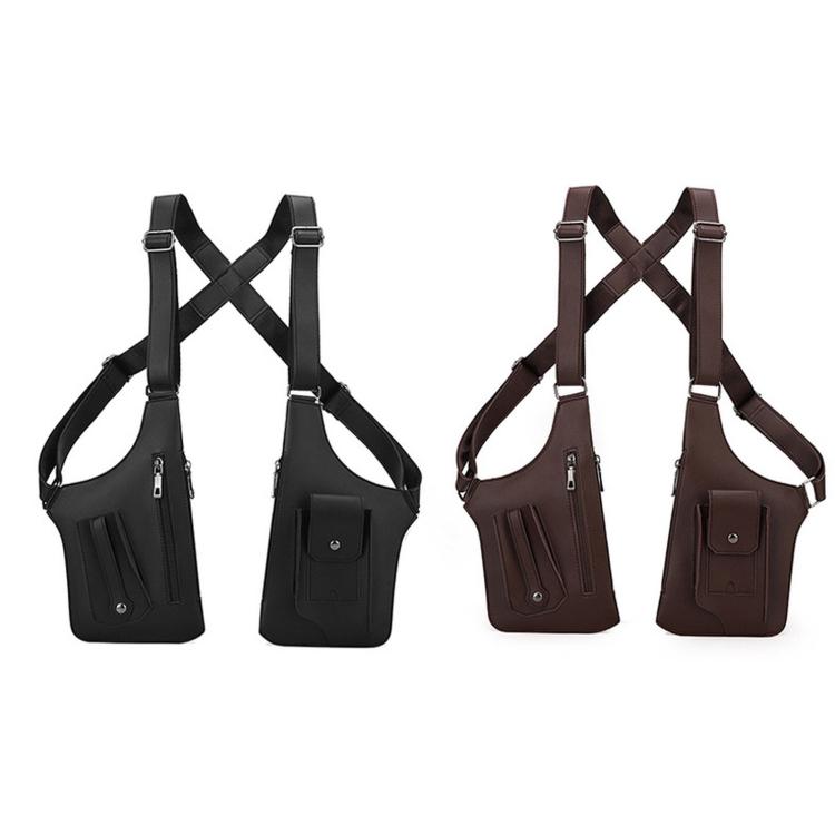 PU Leather Underarm Shoulder Bag Harness Anti Theft Chest Rig with Adjustable Straps Techwear Utility Vest Bag