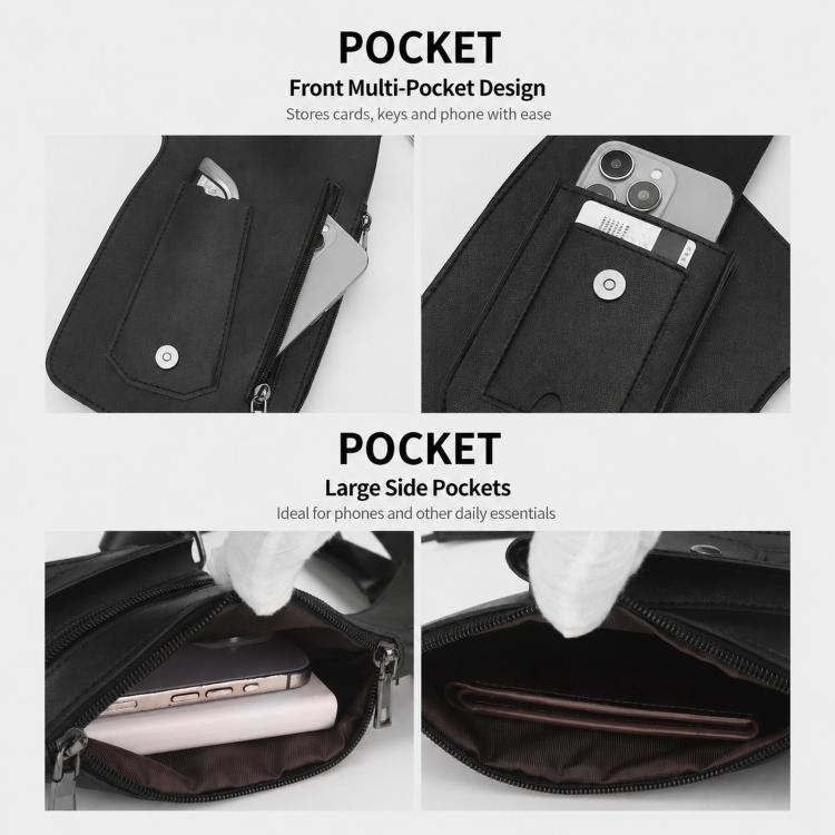 PU Leather Underarm Shoulder Bag Harness Anti Theft Chest Rig with Adjustable Straps Techwear Utility Vest Bag