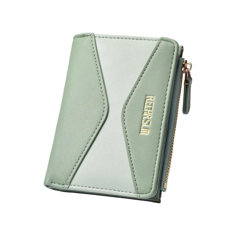 RECHRSLM 6614-2 Color Block Short Women Wallet Simple 2-Fold Student Card Holder