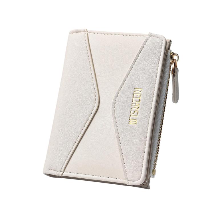 RECHRSLM 6614-2 Color Block Short Women Wallet Simple 2-Fold Student Card Holder