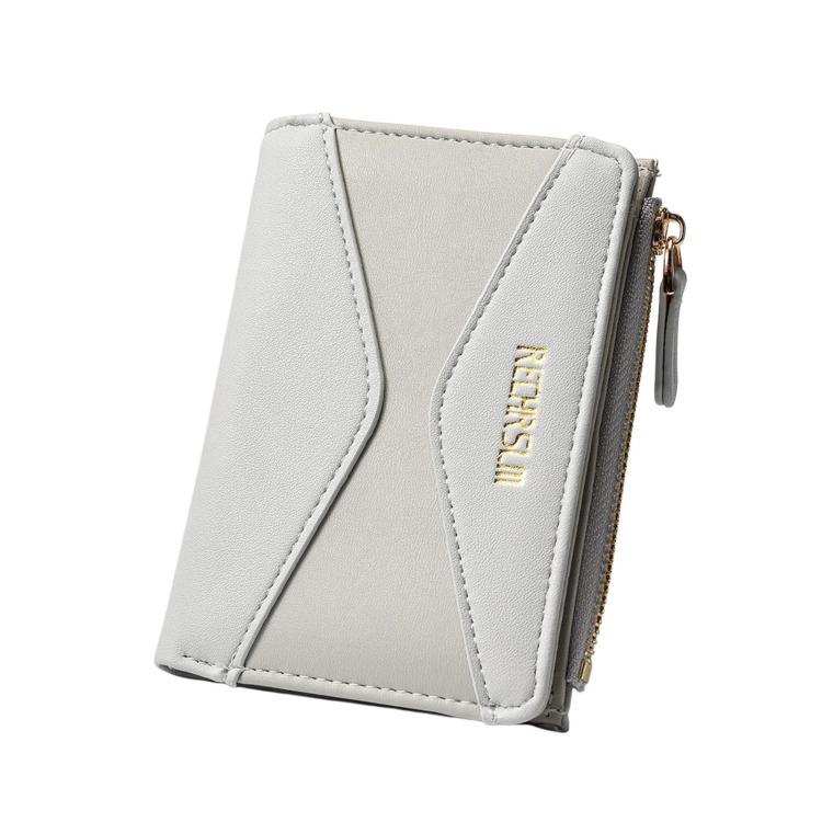 RECHRSLM 6614-2 Color Block Short Women Wallet Simple 2-Fold Student Card Holder