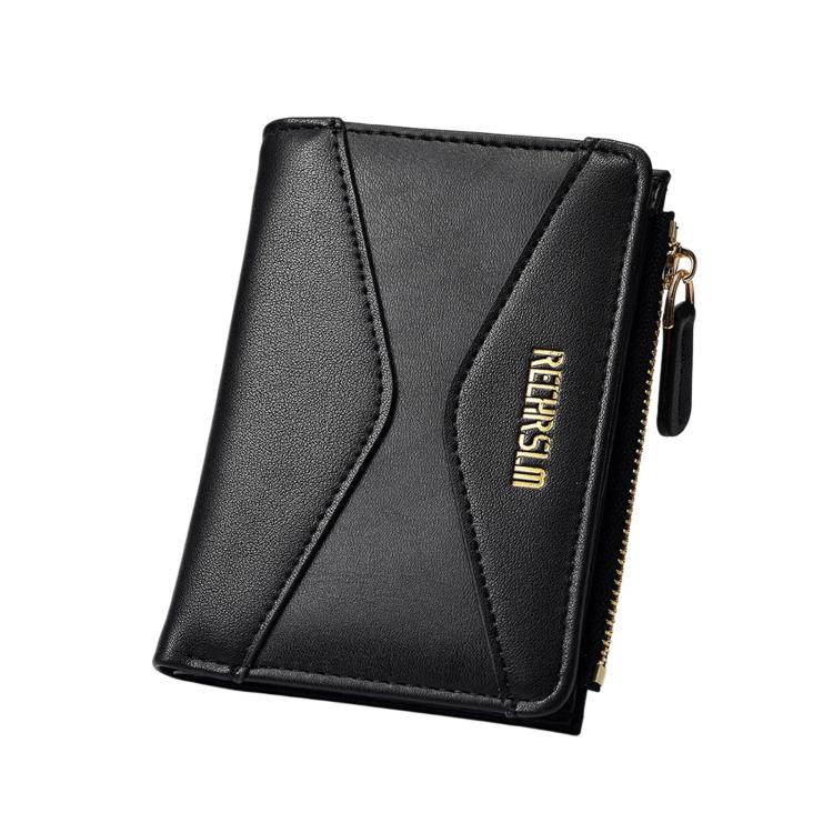 RECHRSLM 6614-2 Color Block Short Women Wallet Simple 2-Fold Student Card Holder