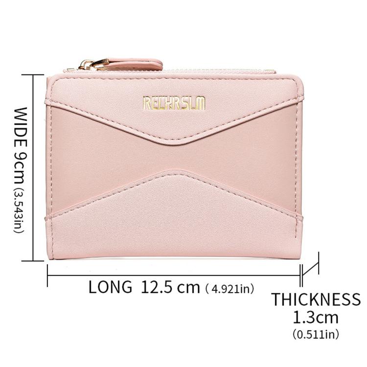 RECHRSLM 6614-2 Color Block Short Women Wallet Simple 2-Fold Student Card Holder