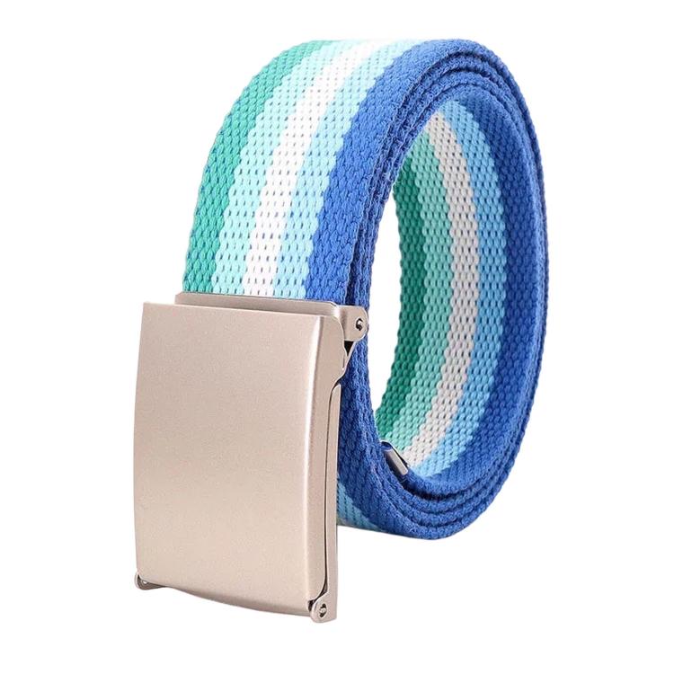 Rainbow Canvas Web Belt Striped Casual Flip-Top Buckle Belt With Bottle Opener, 120cm