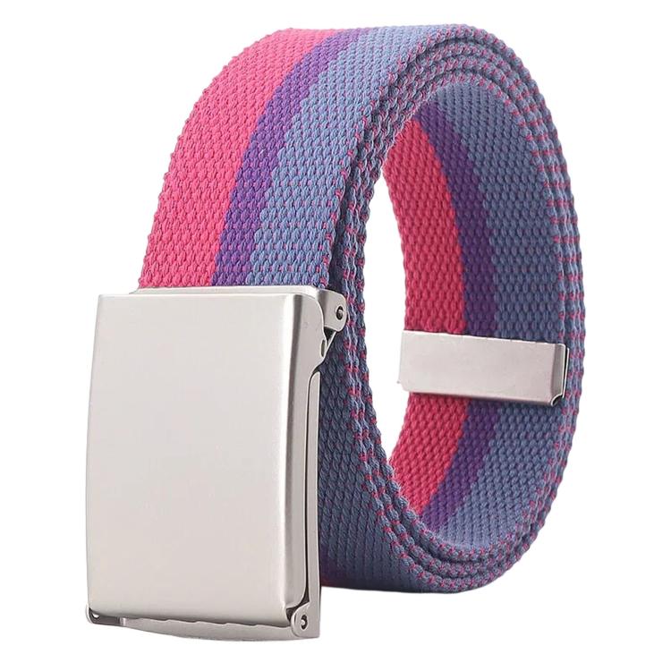 Rainbow Canvas Web Belt Striped Casual Flip-Top Buckle Belt With Bottle Opener, 120cm