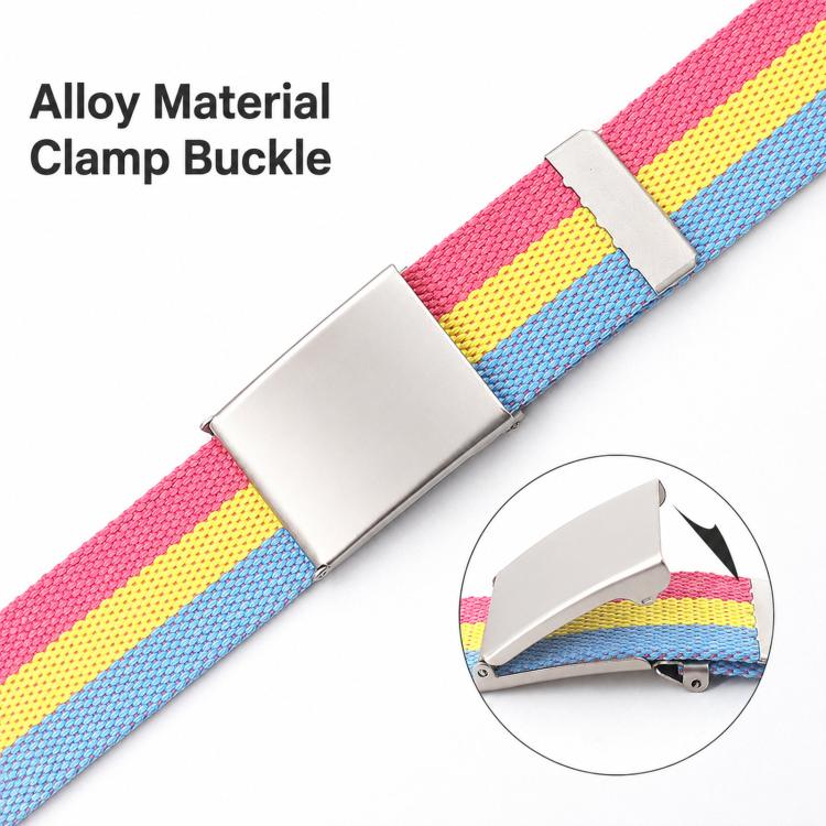 Rainbow Canvas Web Belt Striped Casual Flip-Top Buckle Belt With Bottle Opener, 120cm