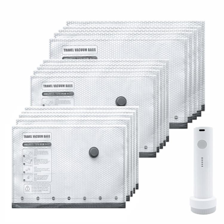 Vacuum Compression Bags for Household Clothes Storage, With Evacuation Pump, 6pcs /Set 2S+2M+2L, 9pcs /Set 3S+3M+3L, 12pcs /Set 4S+4M+4L, 15pcs /Set 5S+5M+5L, 18pcs /Set 6S+6M+6L