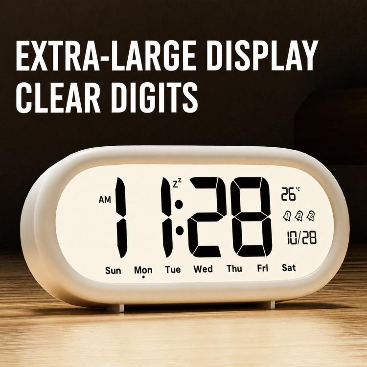Battery Operated Digital Alarm Clock Loud Bedside Clock with 3 Alarm Settings, Temperature Date and Backlight Snooze